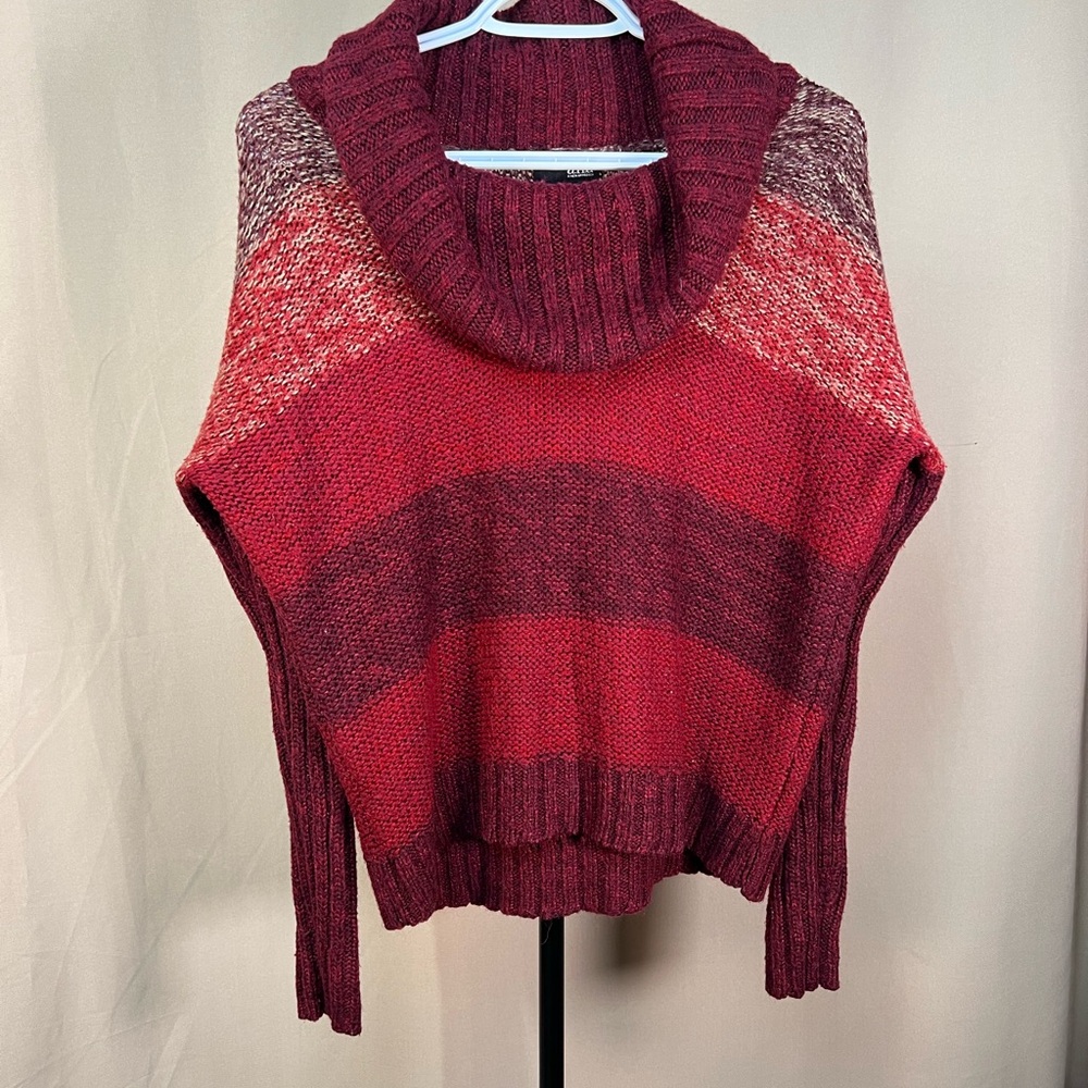 a.n.a Red Cowl Neck Sweater with Textured Knit